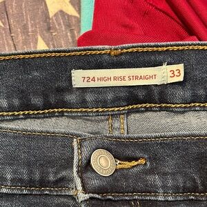 Levi's 724 High Rise Straight Jeans in Black and Gold
